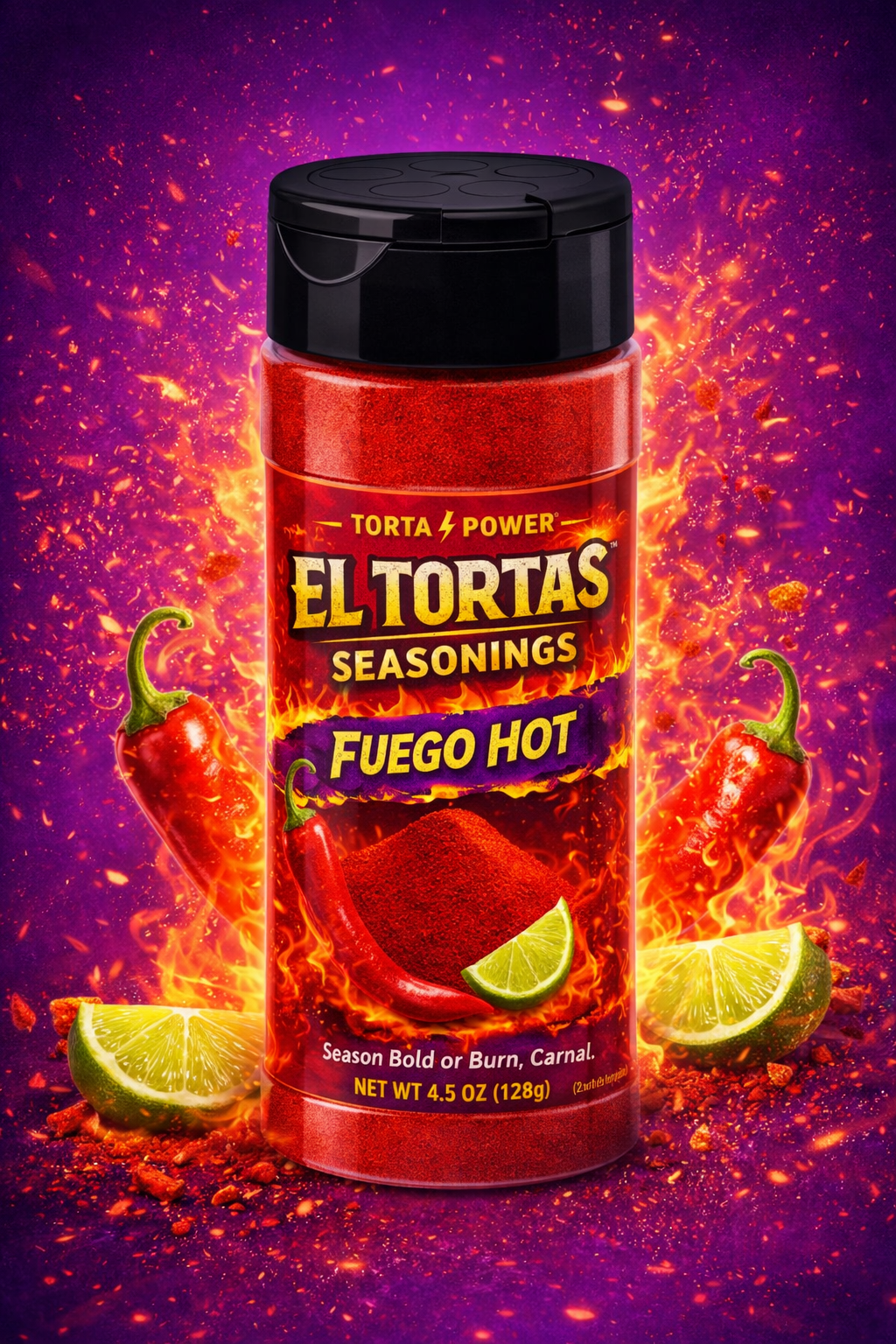 El Tortas Fuego Hot Seasoning – Chili Lime Powder (4.5 oz)